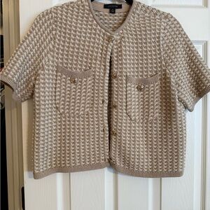 Ann Taylor Cream Knit Cardigan with Gold Button
